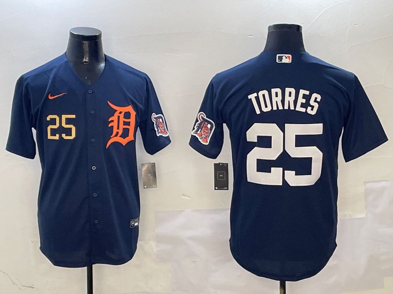 Men Detroit Tigers #25 Torres Drak Blue Game 2025 Nike MLB Jersey style 3124->detroit tigers->MLB Jersey